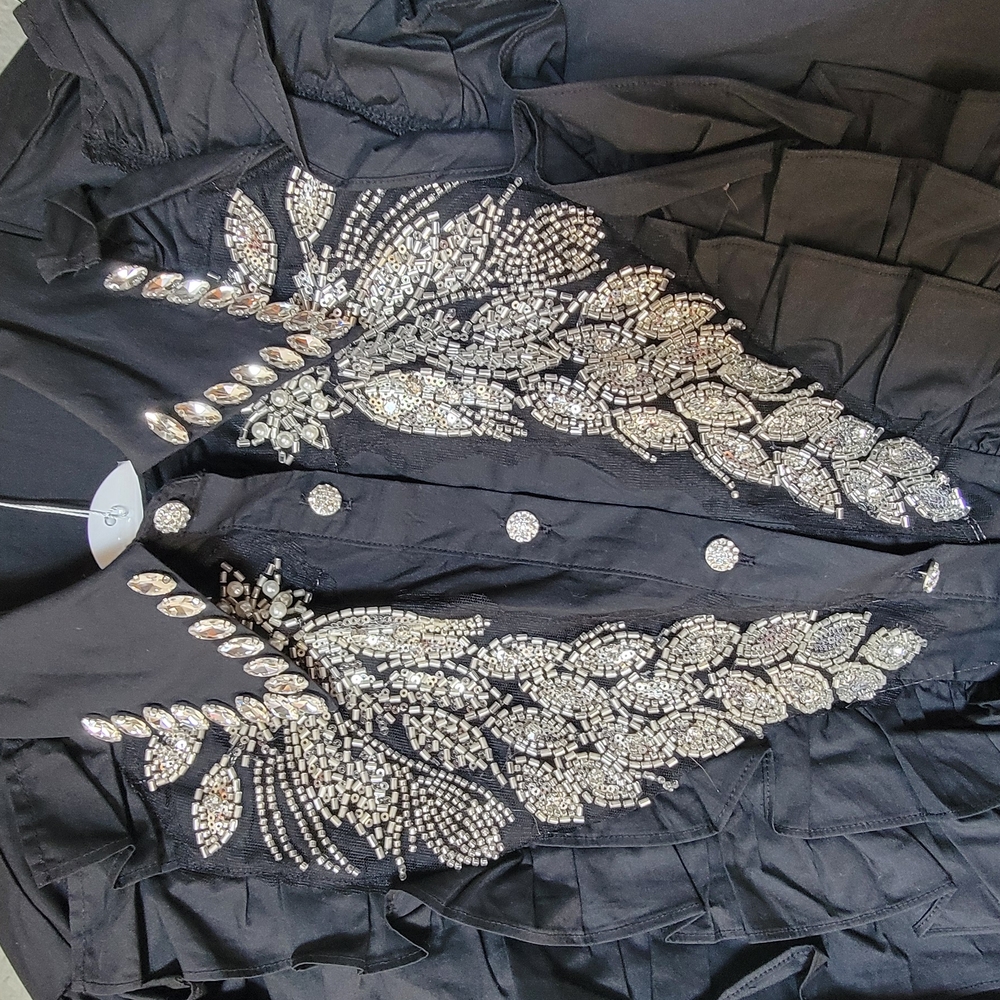 Black Dress with Silver Embellishments